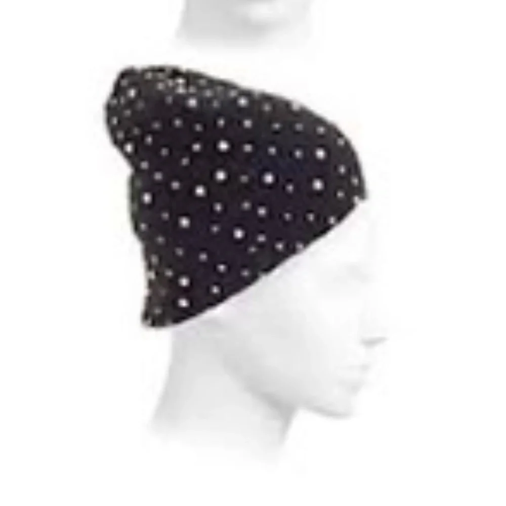 Jennifer Behr Black Mohair Studded Beanie